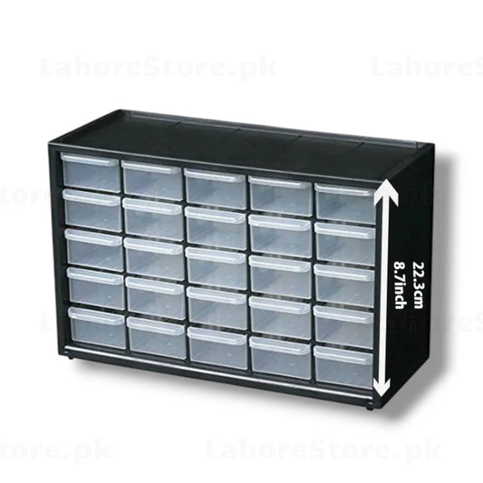 25 Drawers Multi-Uses Storage Cabinet front view with 22.3cm height dimension
