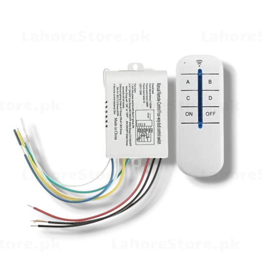 4-Way Wireless RF Remote Control Switch 220V with receiver module and wires