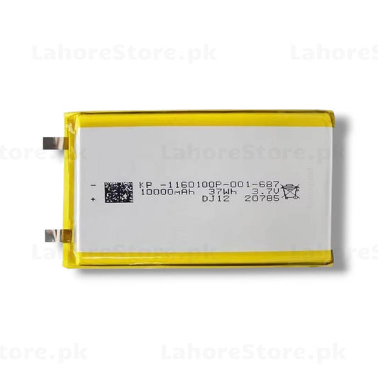 LiPo Battery 10000mAh 3.7V 37Wh KP-1160100P flat yellow pouch cell with solder tabs