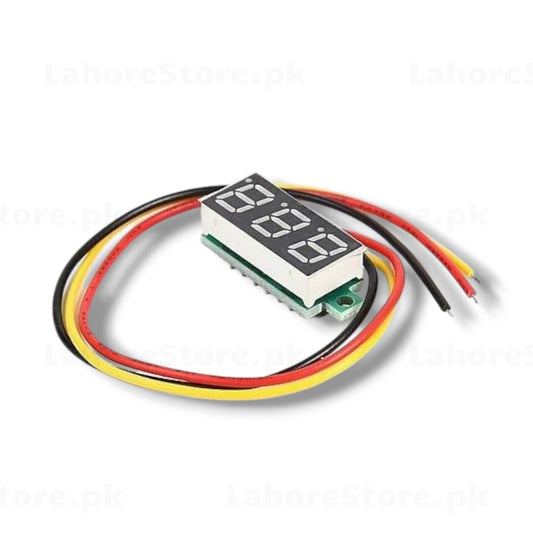Mini DC Voltmeter 0.28 inch 3-wire white LED display 0-100V with black red yellow wires