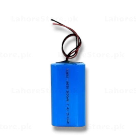 Single 18650 Li-ion rechargeable battery 3.7V 3000mAh with bare red and black wire leads in blue wrap