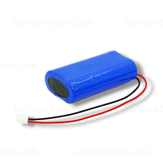 2S 18650 Li-ion battery pack 7.4V 3000mAh with JST red and black connector leads in blue heat-shrink wrap