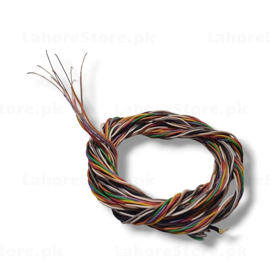 10-color hook-up wire bundle coiled showing black brown red orange yellow green blue purple grey white AWG 28 breadboard jumper wires twisted together