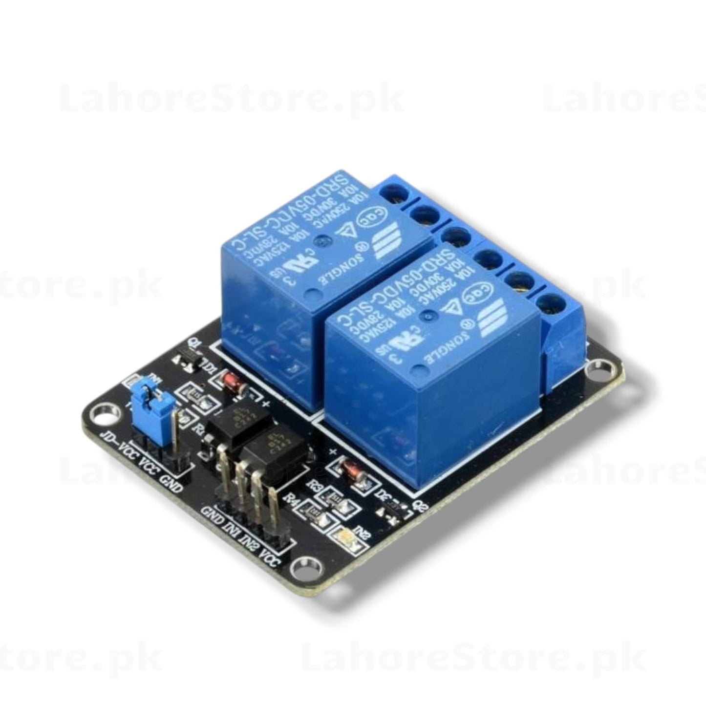 2-channel 5V relay module with optocoupler SRD-05VDC-SL-C black PCB