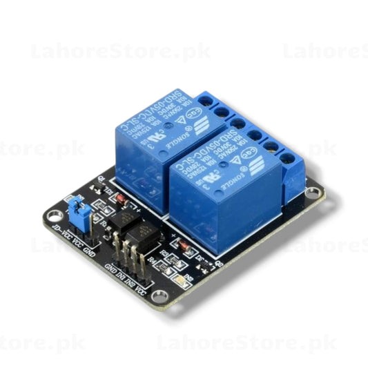 2-channel 5V relay module with optocoupler SRD-05VDC-SL-C black PCB