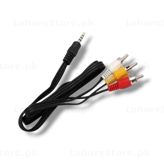 3.5mm to 3 RCA AV cable black with red white yellow connectors
