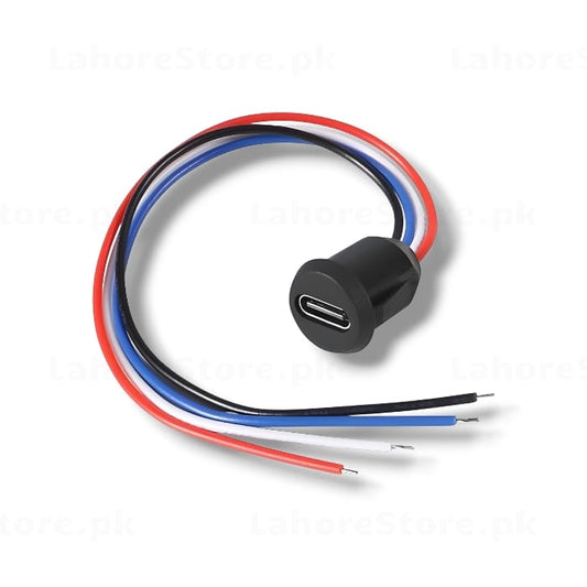 USB Type-C Female Panel Mount Connector with 4-wire pigtail red black blue white