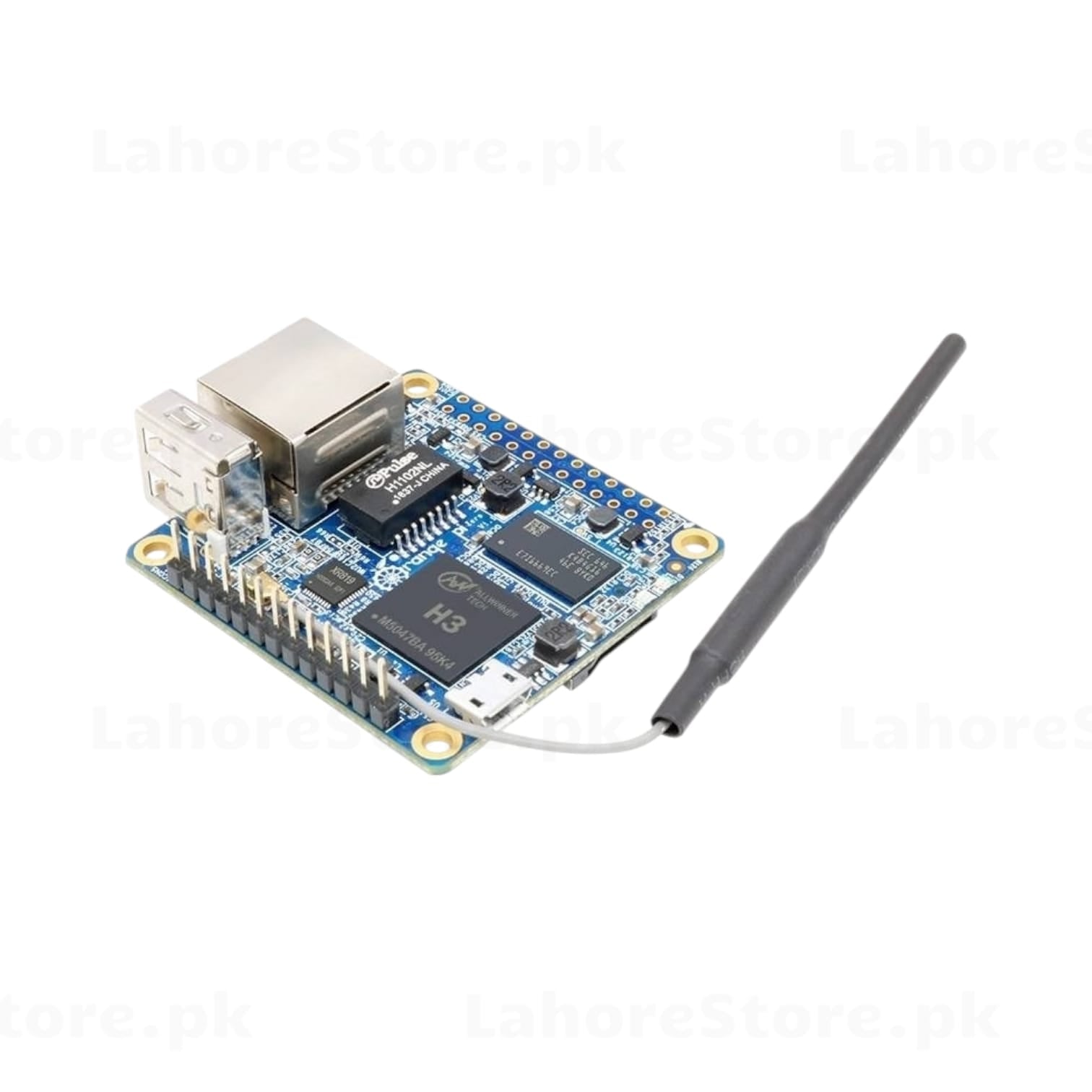 Orange Pi One Board Angle View with WiFi Antenna