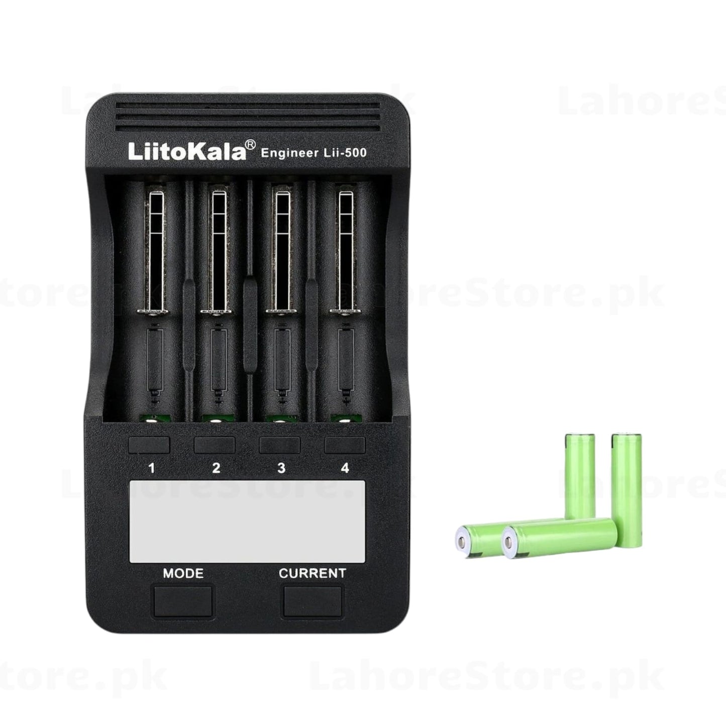 LiitoKala Lii-500 Charger Front View with Battery Slots