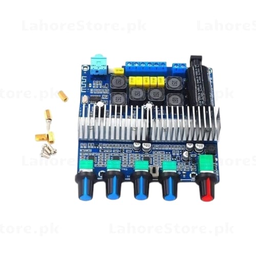 TPA3116 2.1 Channel Bluetooth Audio Amplifier Board with heat sink and knobs