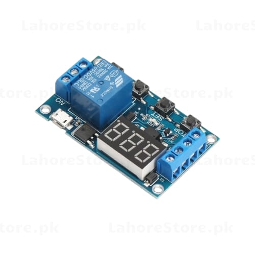 Digital Timer Relay Module with 7-segment LED display and micro USB input