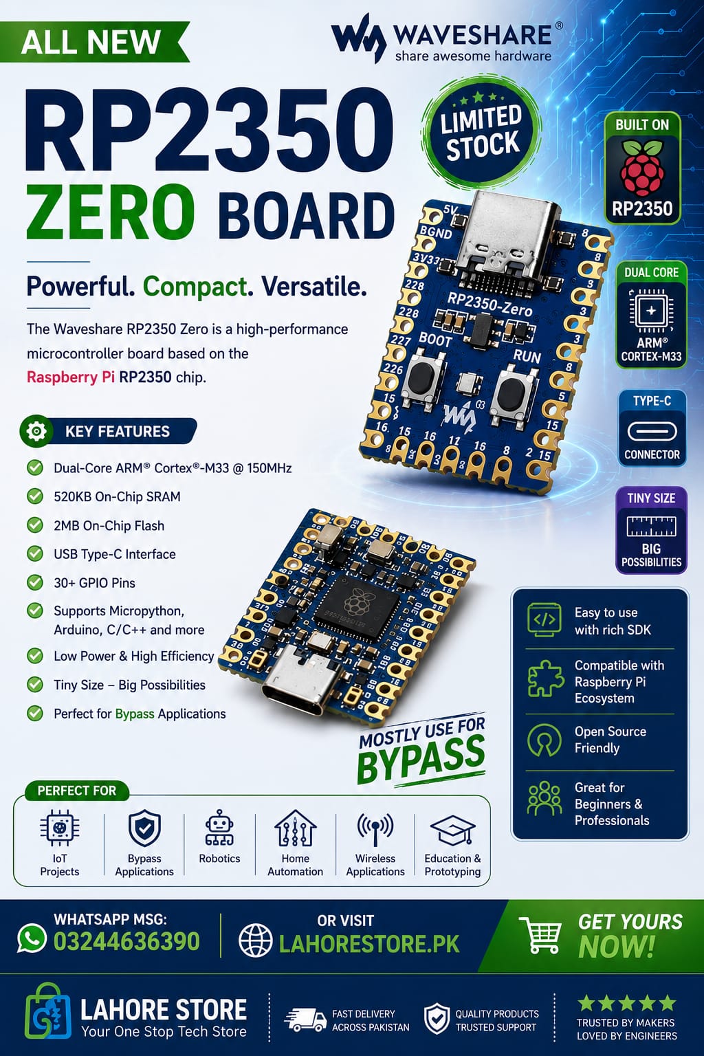 Waveshare RP2350-Zero Microcontroller Board (USB-C)
