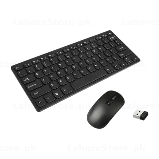 Mini wireless keyboard and mouse combo with USB nano receiver - top view