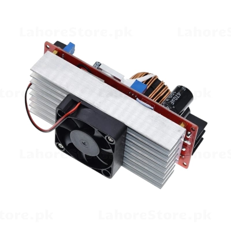 1500W Boost Converter side view with heatsink and cooling fan