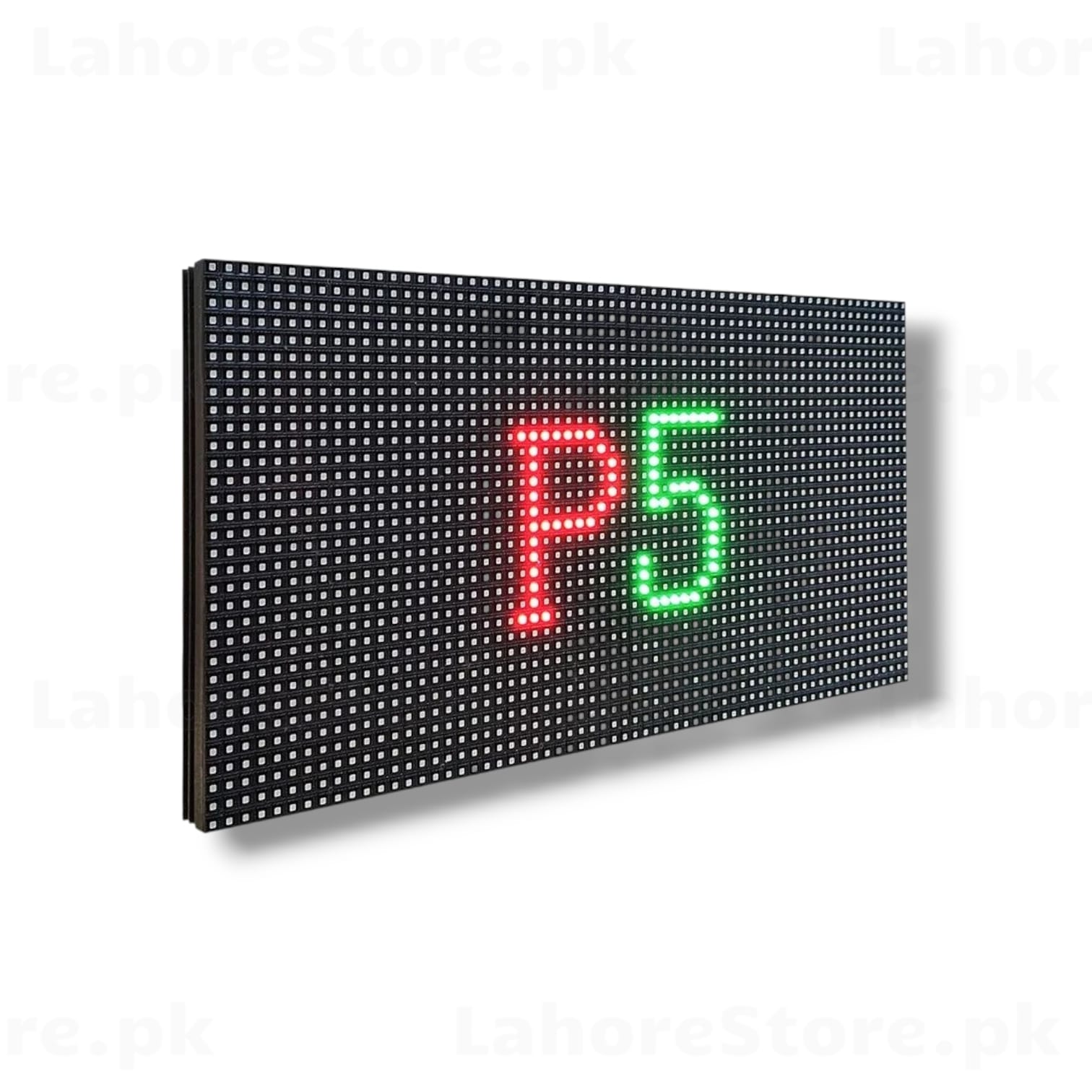 P5 RGB LED Matrix Panel - Side View showing P5 text in red and green