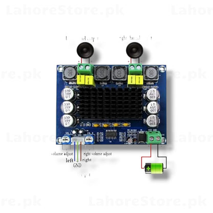 TPA3116D2 120W+120W Dual Channel Amplifier Board - Top View with wiring diagram