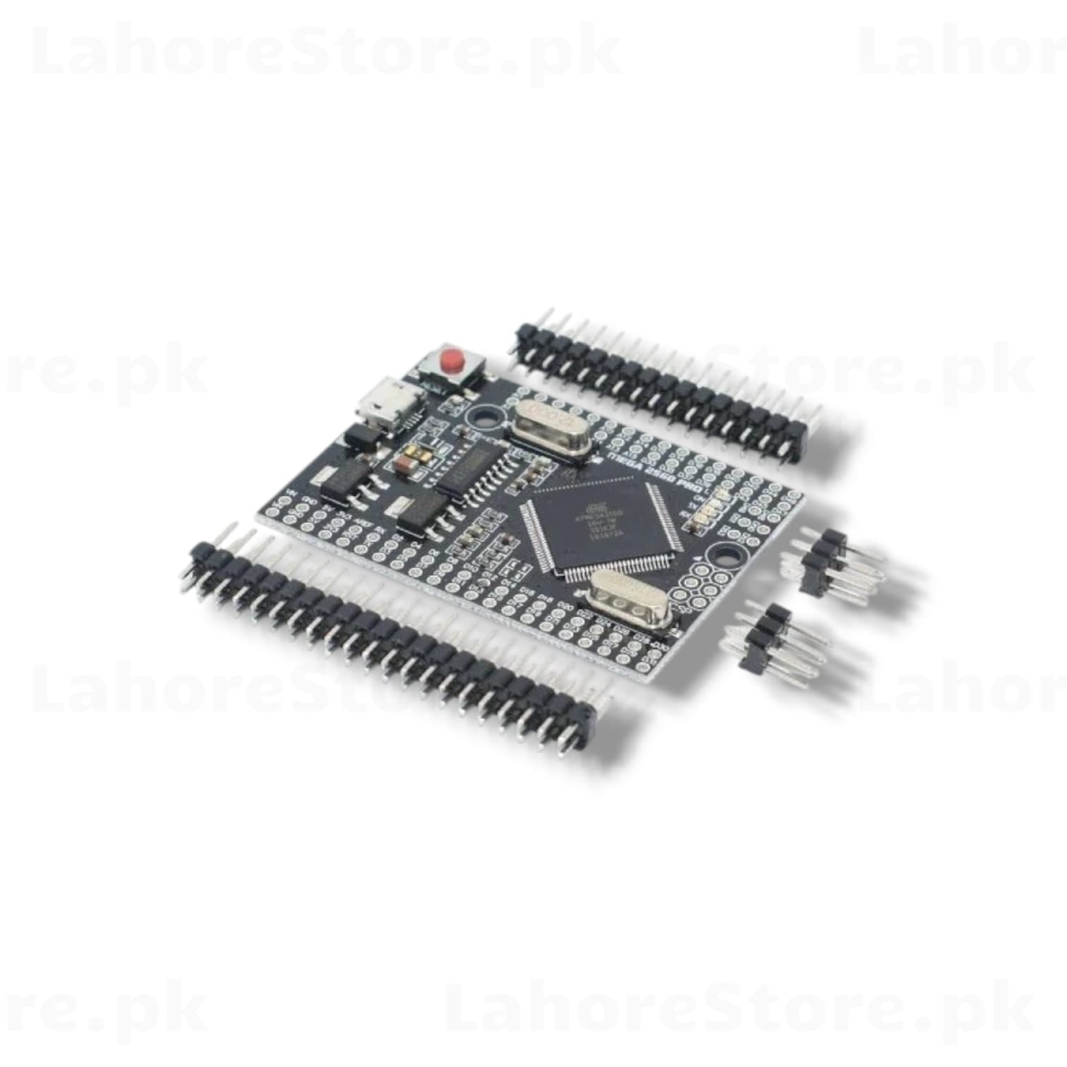 Arduino Mega 2560 PRO Mini - Angle View with black header pins