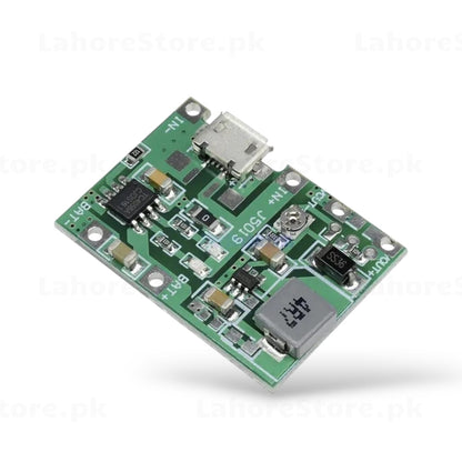 J5019 charger boost module angled view showing micro USB and solder pads