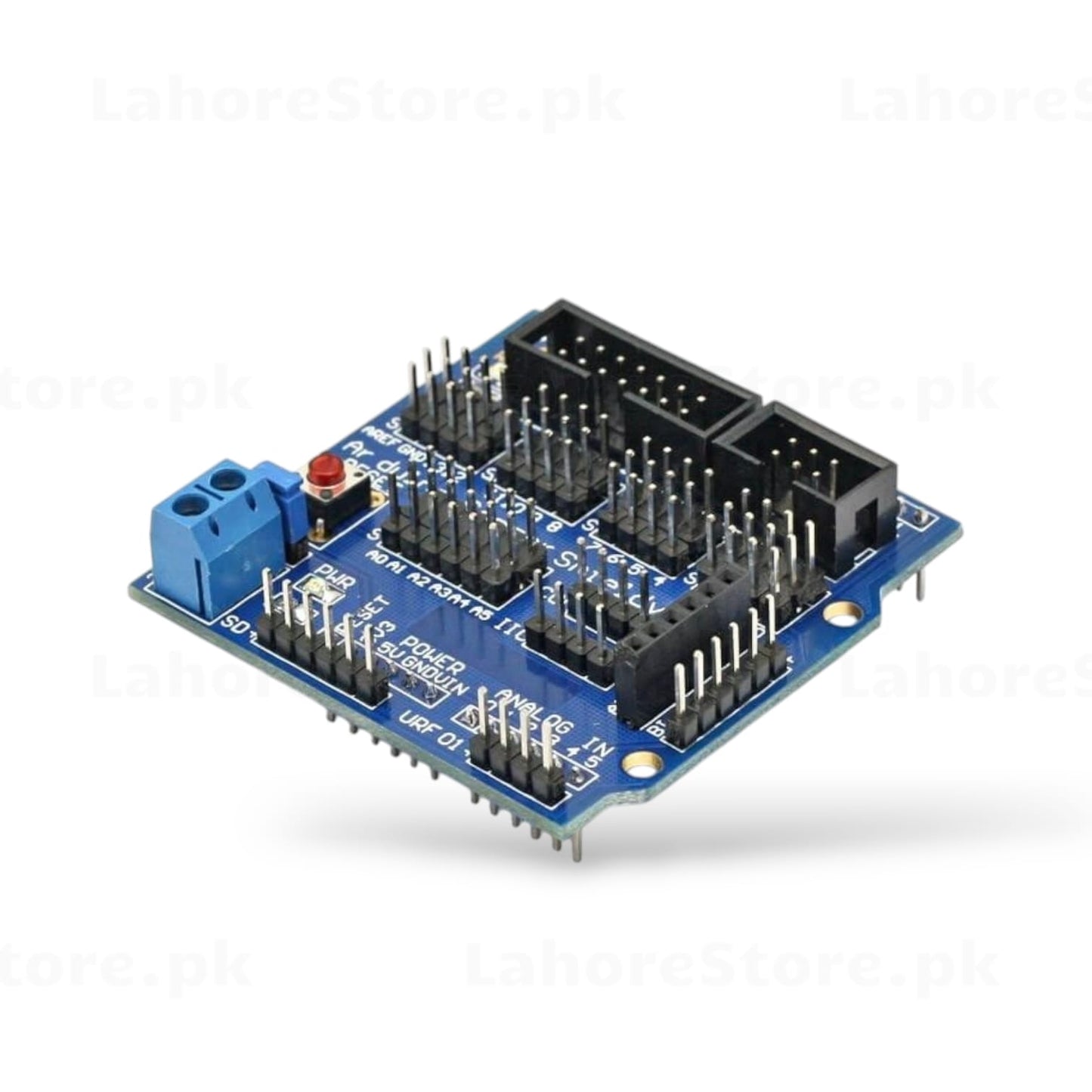 Arduino Sensor Shield V5.0 angled top view showing sensor headers