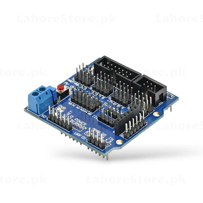 Arduino Sensor Shield V5.0 angled top view showing sensor headers