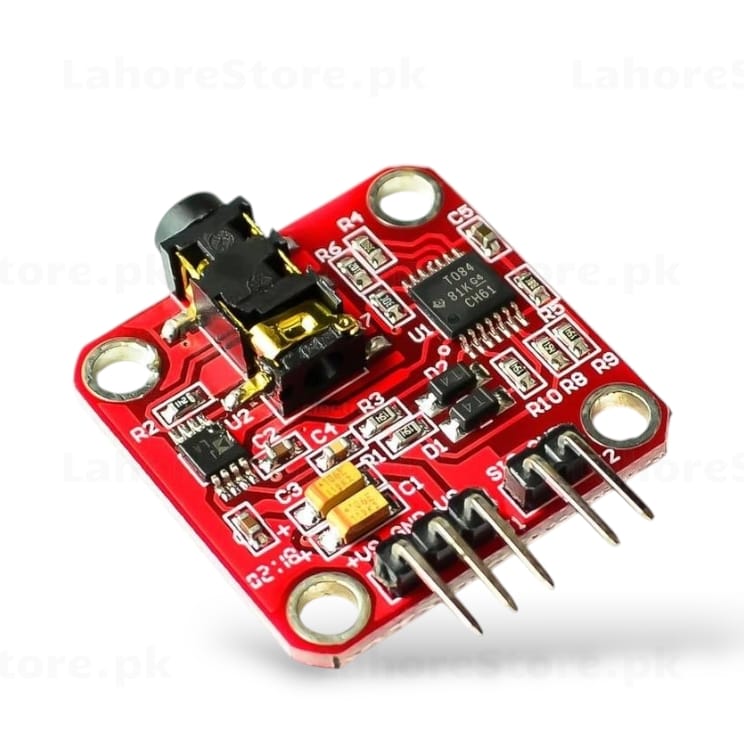 Electret Microphone Amplifier Module TDA1084 - top view with 3.5mm jack and 4-pin header