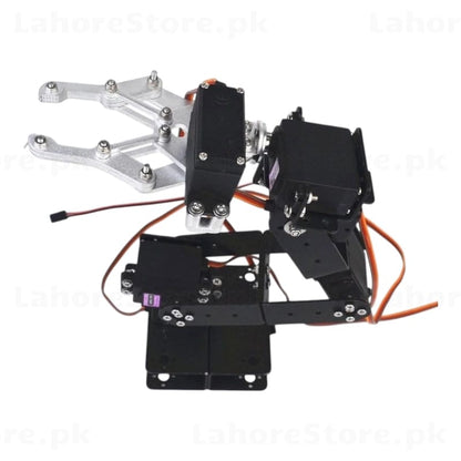 6-DOF robotic arm kit extended position showing full range of motion and gripper