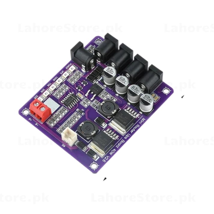 Mini Router UPS Board 40W V2.6 front and back view purple PCB