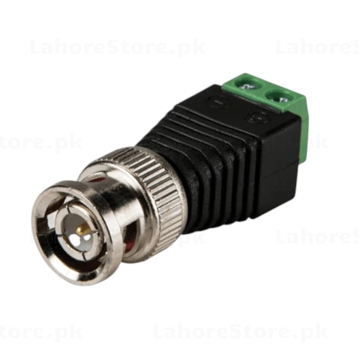 BNC Male Screw Terminal Connector wiring diagram showing positive and negative connections