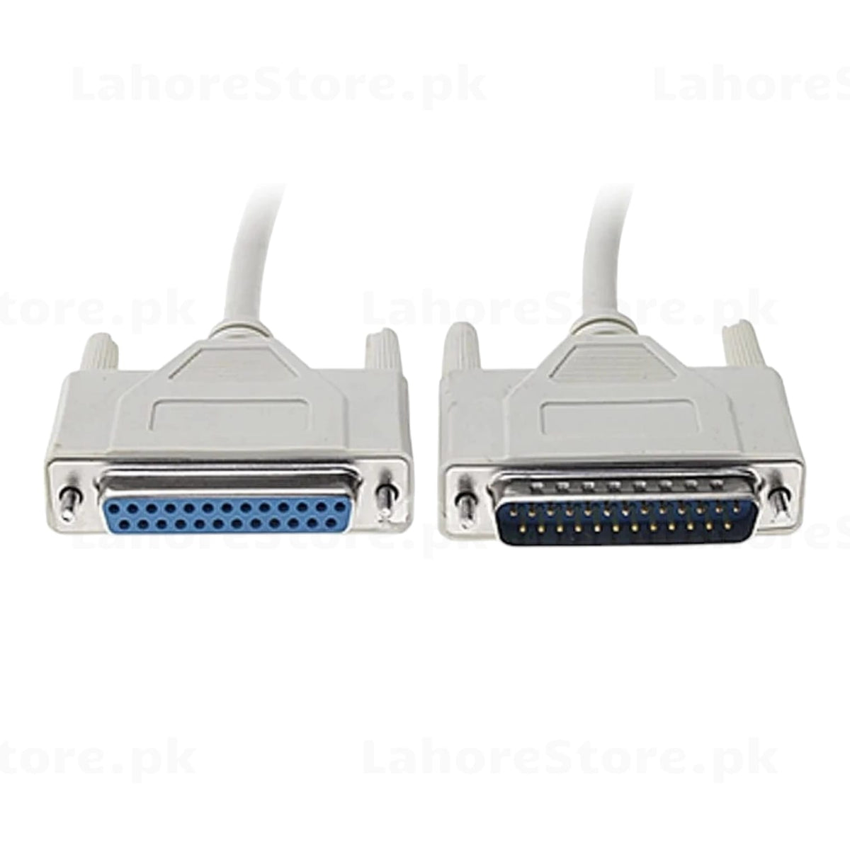 DB25 Male to Female extension cable showing both connector ends side by side