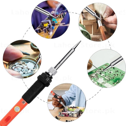 60W adjustable soldering iron in use on PCB electronics repair watch and circuit board applications