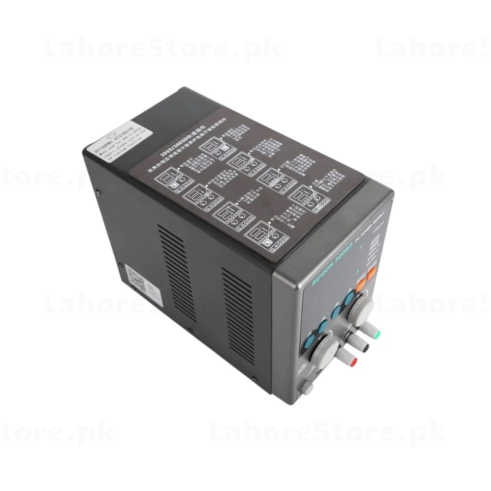 SUGON 3005D DC power supply rear panel with cooling fan and power input