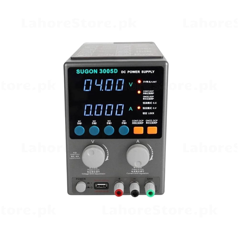 SUGON 3005D adjustable bench power supply angled view