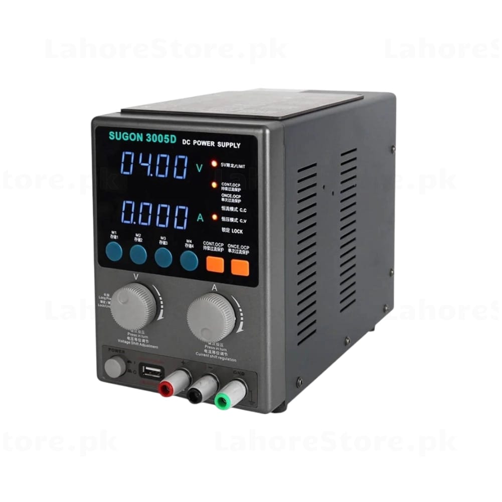 SUGON 3005D DC bench power supply with manual and accessories