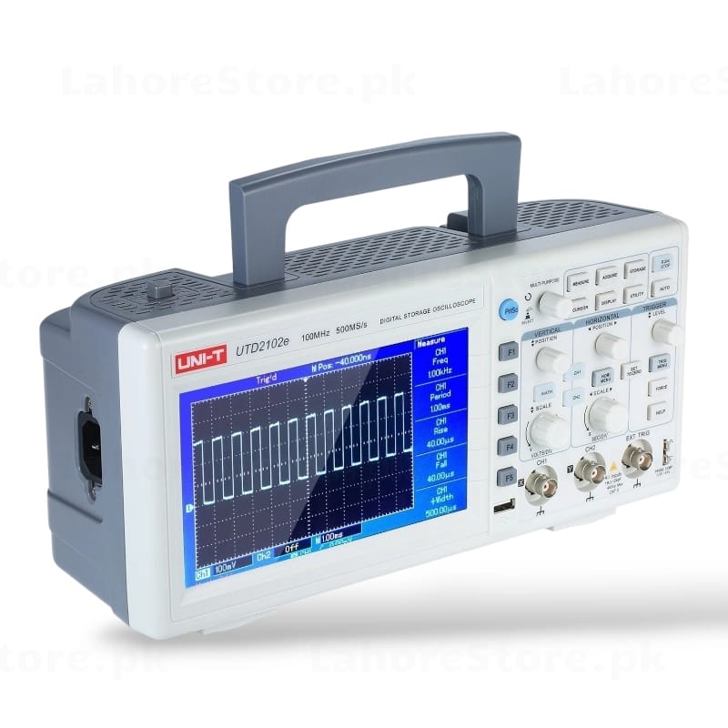 UNI-T UTD2102E 100MHz 500MS/s two-channel oscilloscope front panel