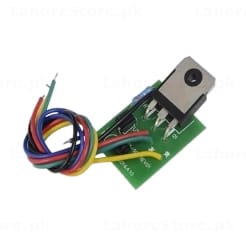 PWM DC Motor Speed Controller Module front view showing TO-220 MOSFET PWM circuit and colour-coded wire leads on green PCB