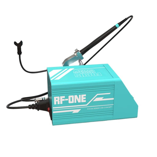 RF4 RF-ONE professional T12 soldering station front view with LED digital display iron holder and slim soldering iron handle