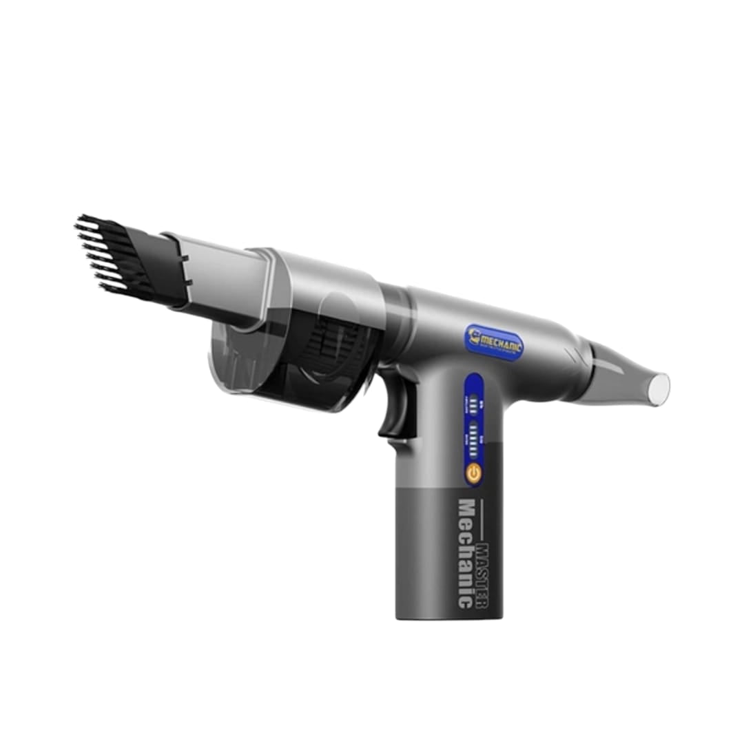 MECHANIC Master cordless electric air blower vacuum cleaner grey colour with brush attachment and blow nozzle