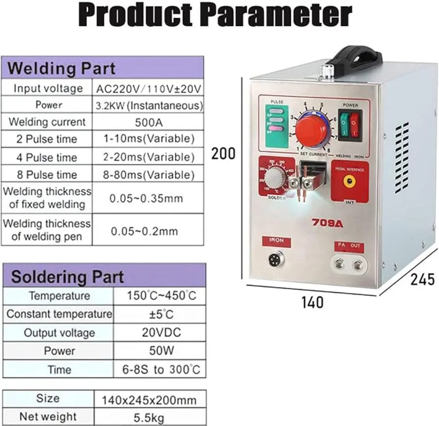 SUNKKO 709A technical specifications and dimensions