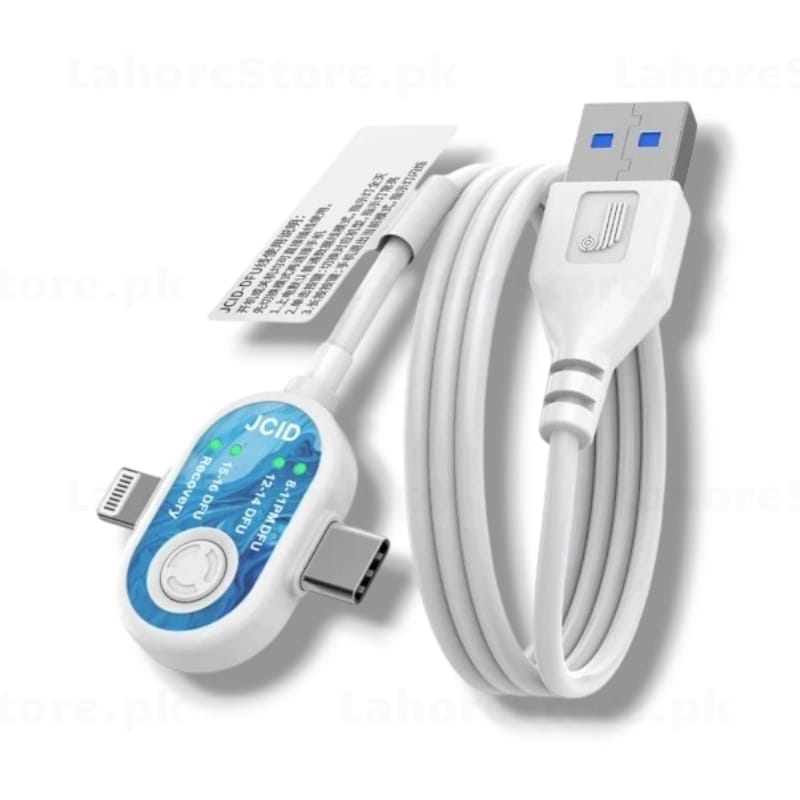 JCID DFU cable with USB-A Lightning and USB-C connectors
